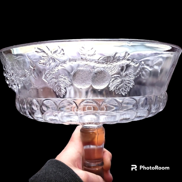 Vintage EAPG Dallzell, Gilmore & Leighton Glass 3D Fruit Cornucopia Compote - Picture 7 of 12